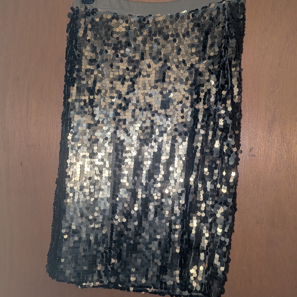 New York & Company Copper tone Dark Gold Sequin Paillette Mini Skirt